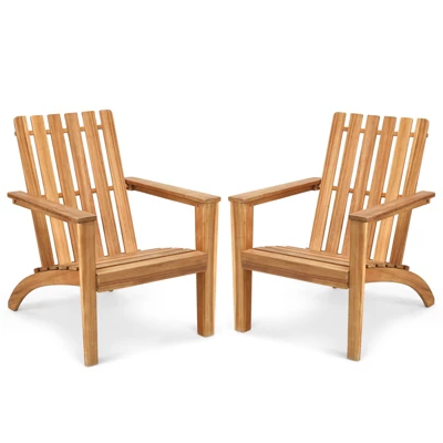 Tangkula Set of 2 Wooden Adirondack Chairs: Ergonomic Acacia Wood Outdoor Lounge 11 Tangkula Set of 2 Wooden Adirondack Chairs: Ergonomic Acacia Wood Outdoor Lounge - Image 11