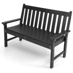 Tangkula 2-Person Outdoor Garden Park Bench - All-Weather HDPE Patio Loveseat -Tangkula Shop GUEST 297a83c5 2625 412f ac6c 2fa84df6f253