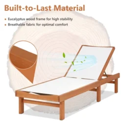 Tangkula 1PC/2PCS Outdoor Chaise Lounge Chair, Eucalyptus Wood Recliner W/ 5-Level Backrest, Breathable & Quick Drying Seat Fabric -Tangkula Shop GUEST 29b08f44 4aa3 4379 a710 c89c535f46b3