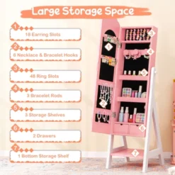 Tangkula Kids Jewelry Armoire Cabinet Freestanding Full Length Dressing Mirror With Large Capacity Pink/White 16 Tangkula Kids Jewelry Armoire Cabinet Freestanding Full Length Dressing Mirror With Large Capacity Pink/White -Tangkula Shop GUEST 29c02983 a0f2 4d23 b5b7 57425c7cf2e6