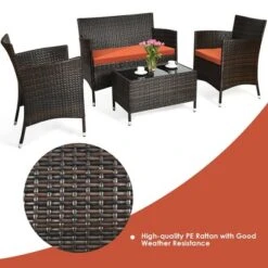 Tangkula 4-Piece Patio Rattan Furniture Set with Orange Cushions 13 Tangkula 4-Piece Patio Rattan Furniture Set with Orange Cushions -Tangkula Shop GUEST 29d8f5a2 87c4 4c4e 8e2f 04f58862753e