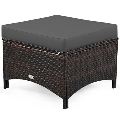 Tangkula 5-Piece Rattan Patio Conversation Set - Outdoor Wicker Sofa with Grey Cushions 9 Tangkula 5-Piece Rattan Patio Conversation Set - Outdoor Wicker Sofa with Grey Cushions - Image 9