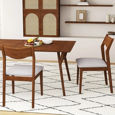 Tangkula Wooden Dining Chair Set Of 4 W/ Rubber Wood Frame Wide Padded Seat 1 Tangkula Wooden Dining Chair Set Of 4 W/ Rubber Wood Frame Wide Padded Seat