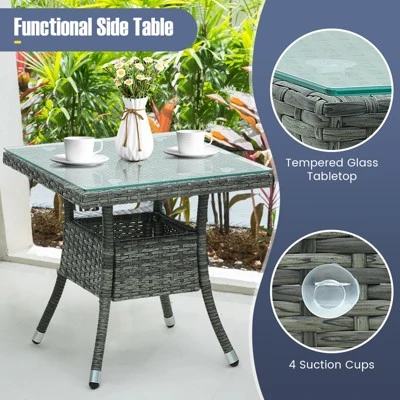 Tangkula 3-Piece Wicker Adirondack Set Ergonomic Oversized Rattan Chairs W/ Coffee Table Comfy Seat Cushions 6 Tangkula 3-Piece Wicker Adirondack Set Ergonomic Oversized Rattan Chairs W/ Coffee Table Comfy Seat Cushions - Image 6