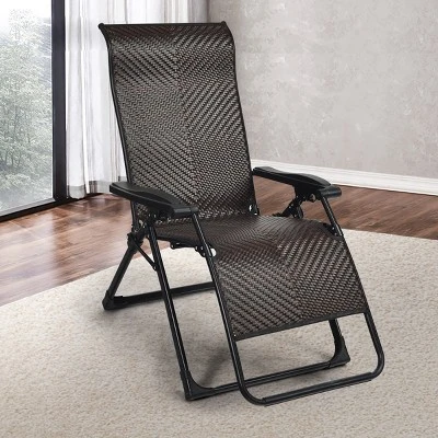 Tangkula Patio Rattan Wicker Recliner Chair Zero Gravity Folding Chaise Lounger 3 Tangkula Patio Rattan Wicker Recliner Chair Zero Gravity Folding Chaise Lounger - Image 3