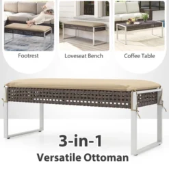 Tangkula 43" Wicker Patio Ottoman - Versatile Outdoor Bench & Coffee Table with Cushion -Tangkula Shop GUEST 2b0ca5fb 1324 4bc8 a6f2 9dafbca7ea14 1