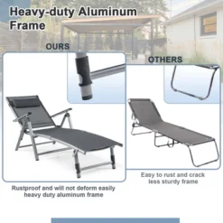 Tangkula 2PCS Patio Lounge Chair: Rustproof Aluminum Folding Chaise -Tangkula Shop GUEST 2b33d396 b23d 45e2 8d40 011a965a960c