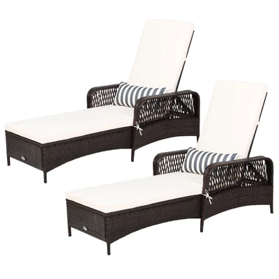 Tangkula 2-Piece Adjustable Rattan Patio Chaise Lounge Set with Cushions 10 Tangkula 2-Piece Adjustable Rattan Patio Chaise Lounge Set with Cushions - Image 10