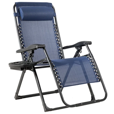 Tangkula Oversized Zero Gravity Lounge Chair - Navy Blue Folding Recliner 10 Tangkula Oversized Zero Gravity Lounge Chair - Navy Blue Folding Recliner - Image 10