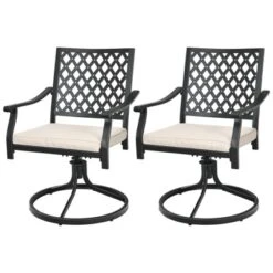 Tangkula 2/4 PCS Patio Swivel Dining Chairs Kitchen Garden Metal Armchairs W/Cushions -Tangkula Shop GUEST 2b9dd3b9 de4d 4c9c bbcb bea1bd9b6379