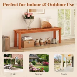 Tangkula Solid Wood Outdoor Bench - Backless Slatted Dining Seat -Tangkula Shop GUEST 2bc0e4e4 306c 4728 9c12 6abf5e4768b5