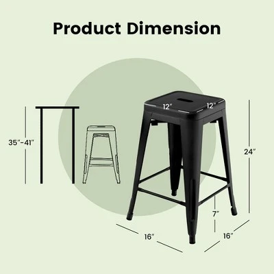 Tangkula 24" Set Of 4 Tolix Style Barstool Counter Height Metal Bar Stool Stackable Chair Black 3 Tangkula 24" Set Of 4 Tolix Style Barstool Counter Height Metal Bar Stool Stackable Chair Black - Image 3