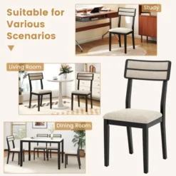 Tangkula Modern Dining Chairs Set Of 4 W/Tilt Backrest Rubber Wood Legs Soft Padded Seat -Tangkula Shop GUEST 2bf841ff d457 47c9 ae10 2f31be5bfe78