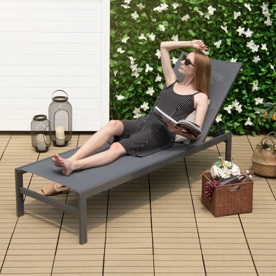 Tangkula Patio Chaise Lounge Outdoor Adjustable Lounge Chair W/ 6-Position Backrest Grey 1 Tangkula Patio Chaise Lounge Outdoor Adjustable Lounge Chair W/ 6-Position Backrest Grey