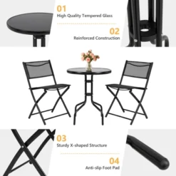 Tangkula 3-Piece Outdoor Patio Bistro Set with Folding Chairs and Tempered Glass Table 15 Tangkula 3-Piece Outdoor Patio Bistro Set with Folding Chairs and Tempered Glass Table -Tangkula Shop GUEST 2c857e77 0a69 4275 8349 2f9d1893499a