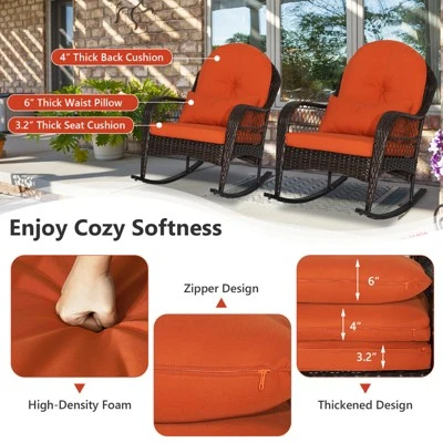 Tangkula Patio Garden Wicker Rattan Rocking Chair Furniture W/ Cushion 4 Tangkula Patio Garden Wicker Rattan Rocking Chair Furniture W/ Cushion - Image 4
