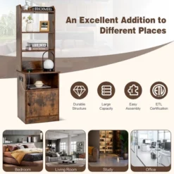 Tangkula Nightstand Bedside End Side Table Bookshelf W/ Charging Station -Tangkula Shop GUEST 2c8d50df 2036 40f0 9007 928411e935b8