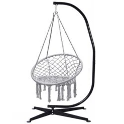 Tangkula Hammock Chair Hanging Cotton Rope Macrame Swing Chair W/ Stand Gray 19 Tangkula Hammock Chair Hanging Cotton Rope Macrame Swing Chair W/ Stand Gray -Tangkula Shop GUEST 2ccb6151 4968 43c9 8163 ac08f23b1bf3