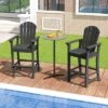 Tangkula 2PCS Outdoor HDPE Bar Stool Tall Adirondack Chair With Armrests And Footrest 30 Inches Counter Height Bar Stool