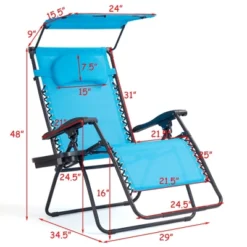 Tangkula Zero Gravity Reclining Lounge Chair with Sunshade & Side Tray - Blue 7 Tangkula Zero Gravity Reclining Lounge Chair with Sunshade & Side Tray - Blue -Tangkula Shop GUEST 2cda1757 1add 4a88 a15d 8200a9f3ec4f