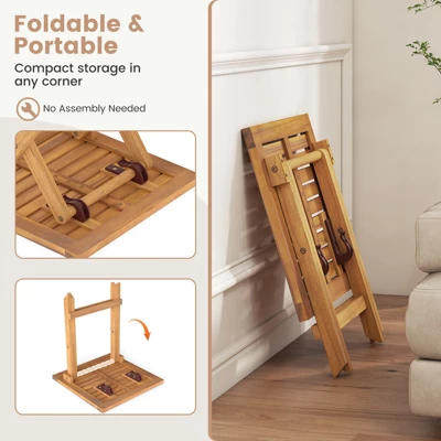Tangkula 2-Piece Acacia Wood Outdoor Folding Side Table - Portable Patio Bistro Set 7 Tangkula 2-Piece Acacia Wood Outdoor Folding Side Table - Portable Patio Bistro Set - Image 7