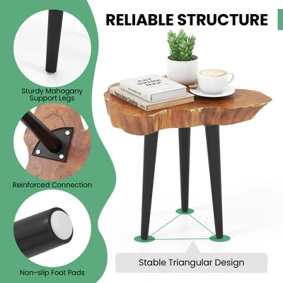 Tangkula Teak Wood End Table Solid Live Edge Outdoor Side Table W/ Irregular Tabletop 7 Tangkula Teak Wood End Table Solid Live Edge Outdoor Side Table W/ Irregular Tabletop - Image 7