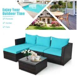 Tangkula 5PCS Patio Rattan Wicker Sofa Furniture Set Sectional Conversation Sofa Set Blue -Tangkula Shop GUEST 2d37bb3b ad98 4cab bc89 c957b747c28b