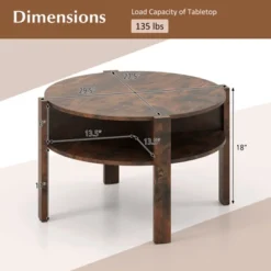 Tangkula 29.5" 2-Tier Round Coffee Table W/ Storage 4 Shelves Faux Wooden Top 18 Tangkula 29.5" 2-Tier Round Coffee Table W/ Storage 4 Shelves Faux Wooden Top -Tangkula Shop GUEST 2db830b3 9058 4de8 a2db 4898ae1ecaa6