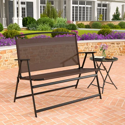 Tangkula Foldable 2-Person Garden Bench - Portable Outdoor Patio Loveseat 1 Tangkula Foldable 2-Person Garden Bench - Portable Outdoor Patio Loveseat