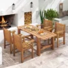 Tangkula 4 PCS Teak Wood Patio Dining Chair Outdoor Armchair W/ Slatted Seat & Solid Legs