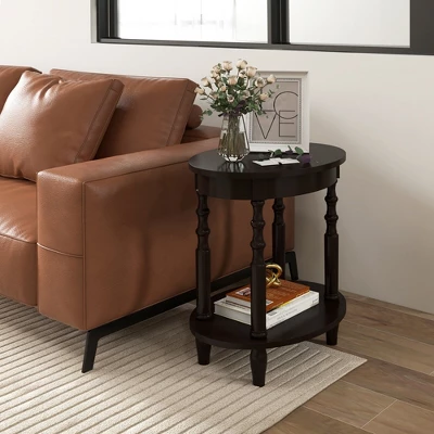 Tangkula 2-Tier End Table Oval Compact Sofa Side Nightstand W/ Storage Shelf 3 Tangkula 2-Tier End Table Oval Compact Sofa Side Nightstand W/ Storage Shelf - Image 3