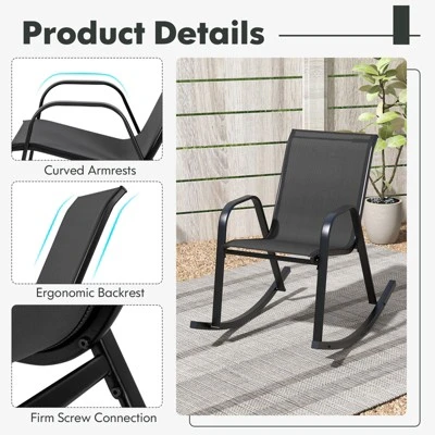 Tangkula 2 PCS Patio Rocking Chair Outdoor Ergonomic Rockers W/ Breathable Fabric Seat 2 Tangkula 2 PCS Patio Rocking Chair Outdoor Ergonomic Rockers W/ Breathable Fabric Seat - Image 2