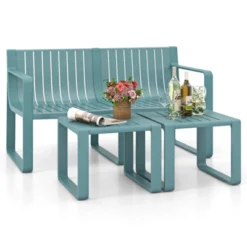 Tangkula 3 PCS Patio Furniture Set W/1 Loveseat & 2 Side Tables All-Weather Bistro Set Blue 19 Tangkula 3 PCS Patio Furniture Set W/1 Loveseat & 2 Side Tables All-Weather Bistro Set Blue -Tangkula Shop GUEST 2f055249 5490 403e acac ae10d948b06c