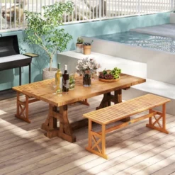 Tangkula 51-Inch Acacia Wood Outdoor Bench with X-Shaped Support Frame 11 Tangkula 51-Inch Acacia Wood Outdoor Bench with X-Shaped Support Frame -Tangkula Shop GUEST 2f334829 8404 4805 9f33 07542736bd29 1