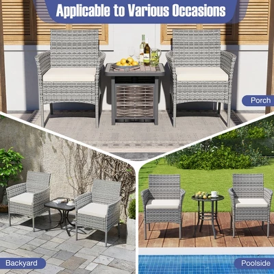 Tangkula Outdoor PE Wicker Chairs Set Of 4 Patio Dining Armchairs W/ Padded Cushions 7 Tangkula Outdoor PE Wicker Chairs Set Of 4 Patio Dining Armchairs W/ Padded Cushions - Image 7