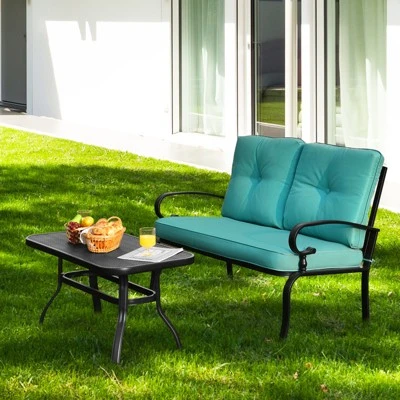 Tangkula 2-Piece Patio Conversation Set: Outdoor Loveseat and Coffee Table 1 Tangkula 2-Piece Patio Conversation Set: Outdoor Loveseat and Coffee Table
