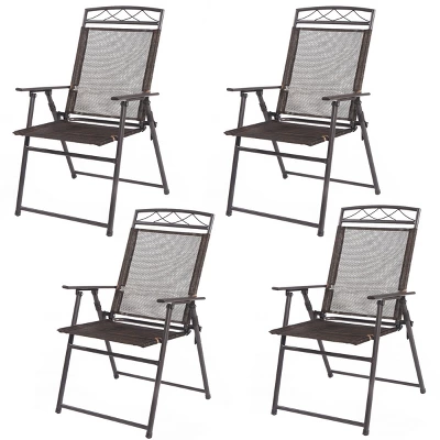 Tangkula 4-Piece Folding Patio Sling Chairs – Weather Resistant Outdoor Seating 7 Tangkula 4-Piece Folding Patio Sling Chairs – Weather Resistant Outdoor Seating - Image 7