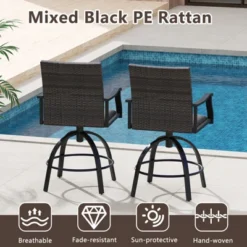 Tangkula 3-Piece Outdoor PE Wicker Swivel Bar Set with Aluminum Table -Tangkula Shop GUEST 3002d654 c0b0 42da a143 11fc33b5dbd3