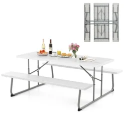 Tangkula 6 FT Folding Picnic Table and Bench Set - All-Weather White HDPE -Tangkula Shop GUEST 30405462 44cb 4c06 ae38 dc428f6286cf