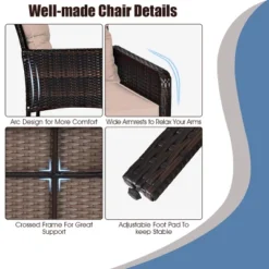 Tangkula 5-Piece Patio Rattan Conversation Set - Cushioned Sofas and Ottomans -Tangkula Shop GUEST 304bbd37 6576 4a17 8e03 ee6329e5eedf