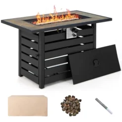 Tangkula 7PCS Patio Rattan Furniture Set 42" Fire Pit Table W/ Cover Cushioned -Tangkula Shop GUEST 30da9dc3 5337 452c bef5 8c1f0c3b430c