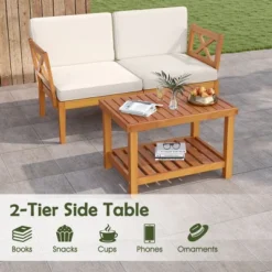 Tangkula 5-Piece Modular Acacia Wood Patio Sectional Sofa Set with Coffee Table -Tangkula Shop GUEST 30f5897b a187 4017 9a80 9e2560a57bc2