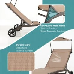 Tangkula Outdoor Chaise Lounge Chair with Adjustable Canopy & Wheels -Tangkula Shop GUEST 3101daef c289 494f be94 cdcc964f8303