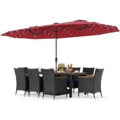 Tangkula 11-Piece Patio Dining Set with 15ft Double-Sided Solar Umbrella -Tangkula Shop GUEST 3104f4dd 5f39 40d3 90fc 2a7ea1f73068