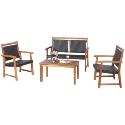 Tangkula 4PCS Patio Rattan Furniture Set Cushioned Loveseat & Table Set W/Acacia Wood Frame 6 Tangkula 4PCS Patio Rattan Furniture Set Cushioned Loveseat & Table Set W/Acacia Wood Frame -Tangkula Shop GUEST 310de5ac 3320 4394 a9d9 5fba645ccc17