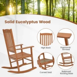 Tangkula Patio Rocking Chair W/ 400 Lbs Weight Capacity Eucalyptus Wood Porch Rocker W/ High Back 11 Tangkula Patio Rocking Chair W/ 400 Lbs Weight Capacity Eucalyptus Wood Porch Rocker W/ High Back -Tangkula Shop GUEST 311593b6 5d25 43a7 81d8 2c950c326a18
