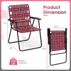 Tangkula Set Of 2 Patio Folding Web Chair Set Portable Beach Camping Chair Red -Tangkula Shop GUEST 312c954c 87c3 49c7 a577 7ac534a873a0