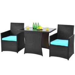 Tangkula 3-Piece Patio Rattan Dining Set: Space-Saving Bistro Set with Cushions -Tangkula Shop GUEST 314ef5d5 deac 4e52 b2ef cd8768c2d16b