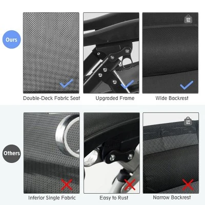 Tangkula Oversized Zero Gravity Lounge Chair Folding Recliner W/ Cup Holder & Pillow, Black 5 Tangkula Oversized Zero Gravity Lounge Chair Folding Recliner W/ Cup Holder & Pillow, Black - Image 5