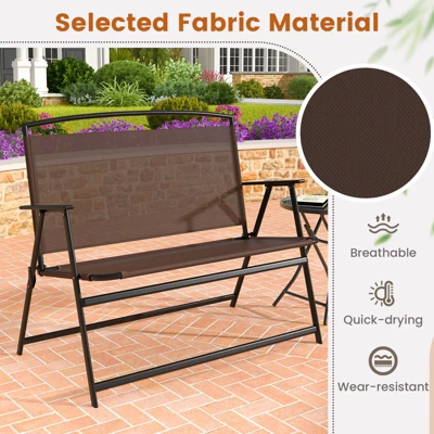 Tangkula Foldable 2-Person Garden Bench - Portable Outdoor Patio Loveseat 5 Tangkula Foldable 2-Person Garden Bench - Portable Outdoor Patio Loveseat - Image 5